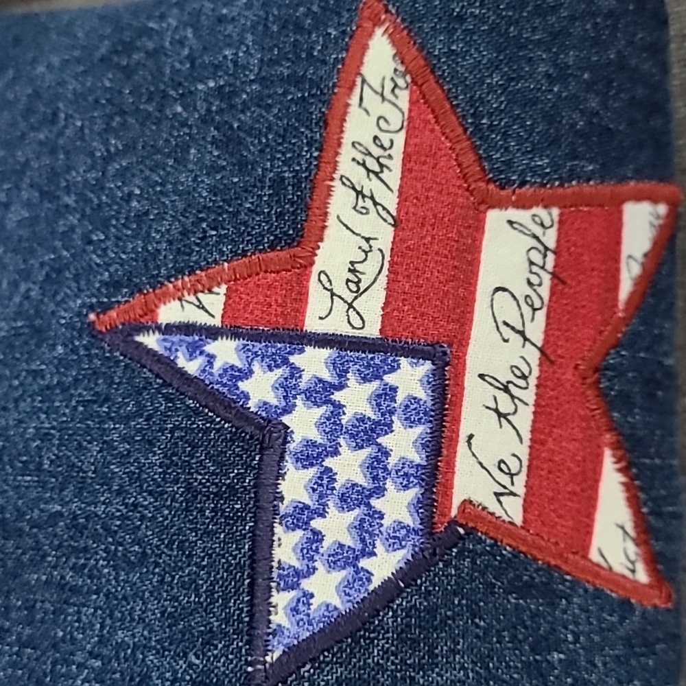 Vtg ROSETTES Americana Stars Embroidered blue cotton jacket Stars & Stripes - Picture 1 of 15